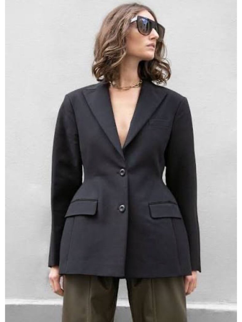 The Frankie Shop Colette Hourglass Blazer in Black